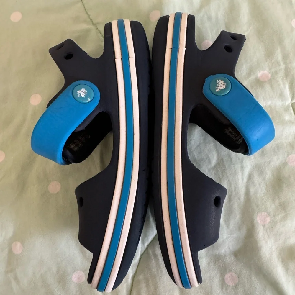 CROCS Kids Navy and Aqua Sandals size 11